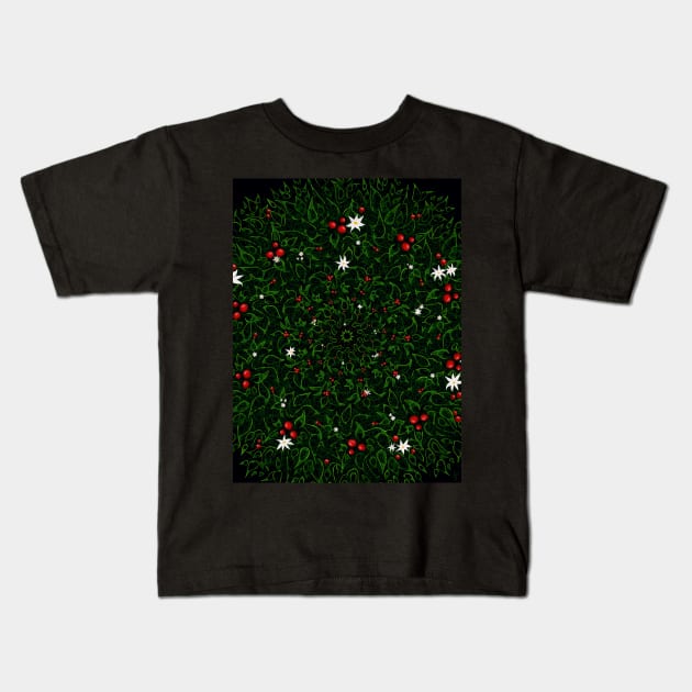 Christmas Holiday Wreath Kids T-Shirt by LockeNLore